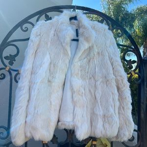 Vintage white fur coat jacket real fur